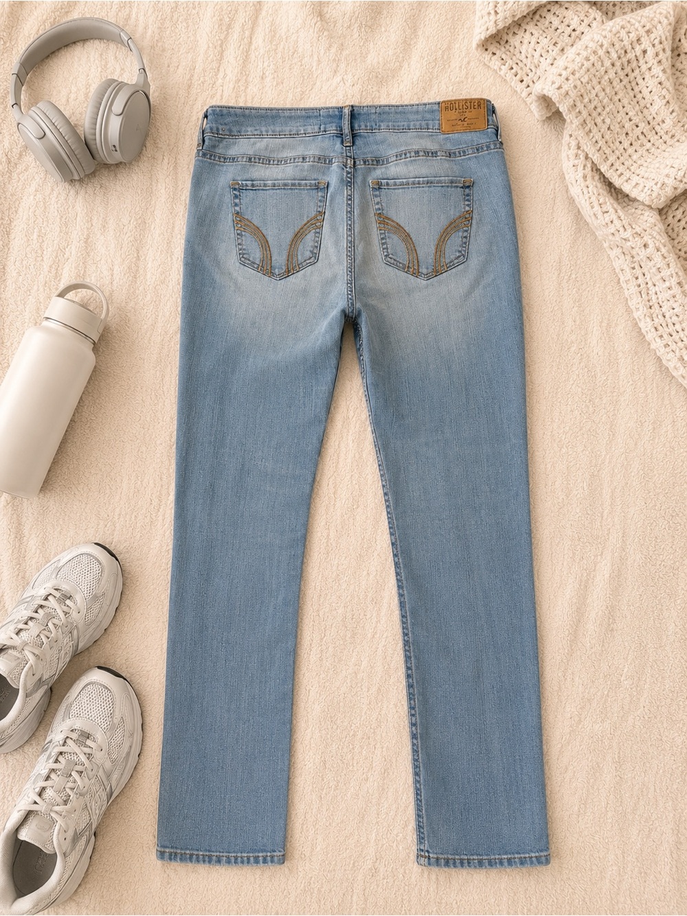 Y2K Hollister Low Rise Skinny Jeans Size 7 Long Light Wash Stretch Denim